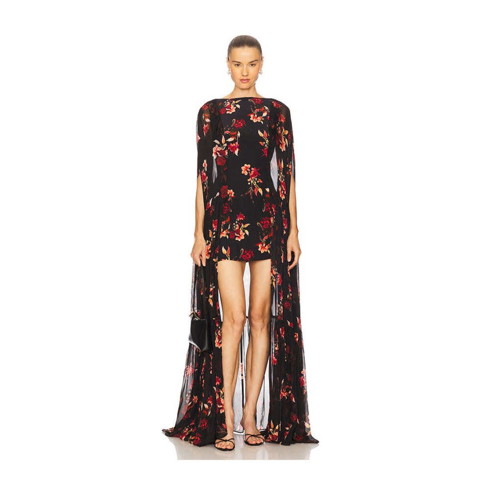 La Fuori Coralia Gathered Cape Dress