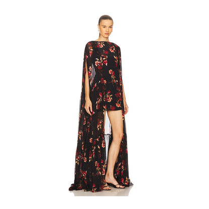 La Fuori Coralia Gathered Cape Dress