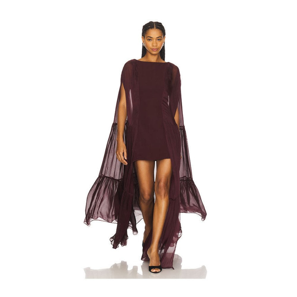 La Fuori Coralia Gathered Cape Dress