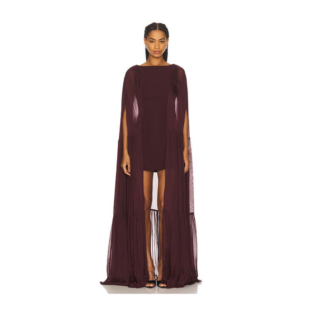La Fuori Coralia Gathered Cape Dress
