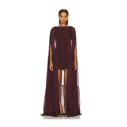 La Fuori Coralia Gathered Cape Dress