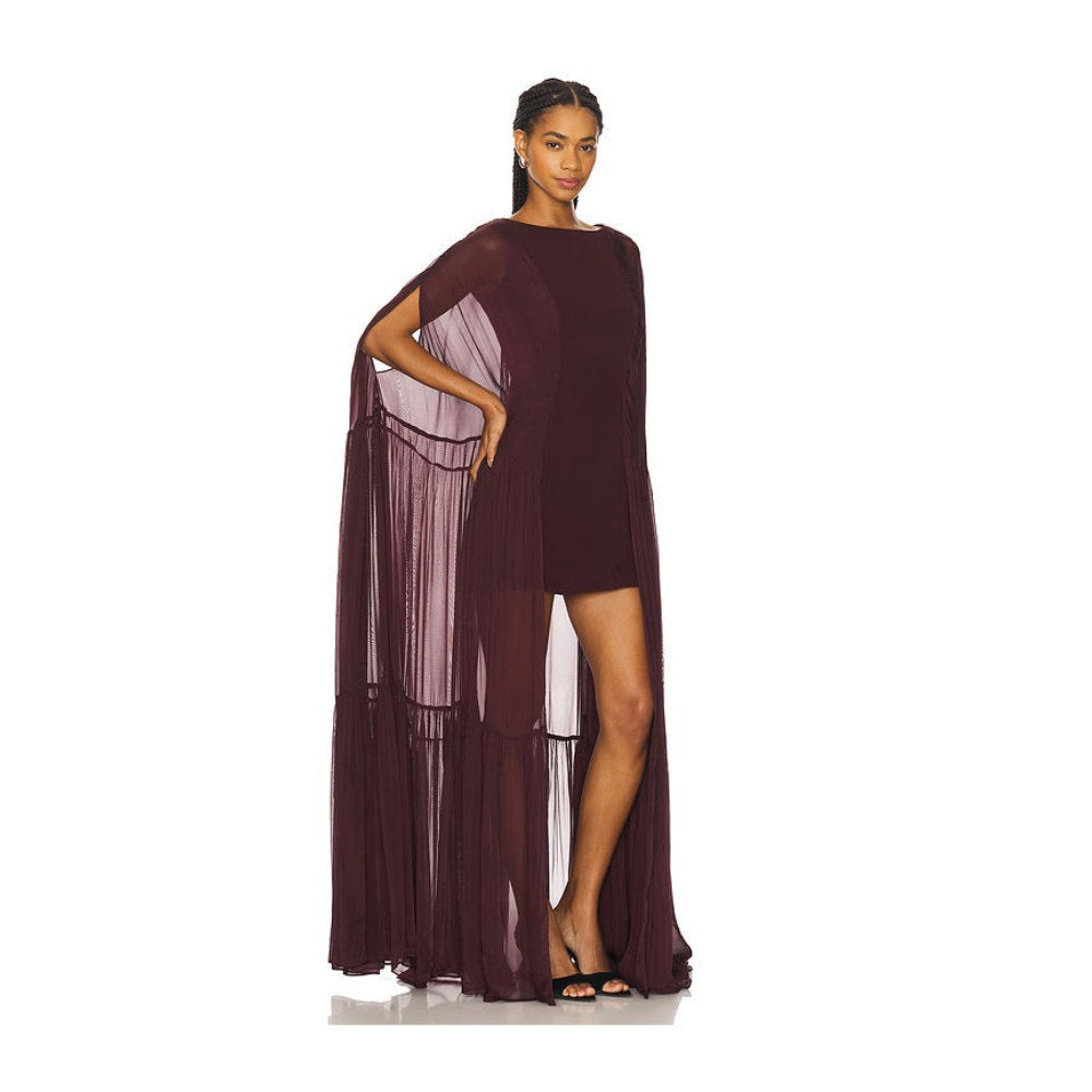 La Fuori Coralia Gathered Cape Dress