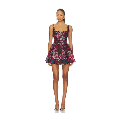 La Fuori Burgundy Garden Jewel Dress