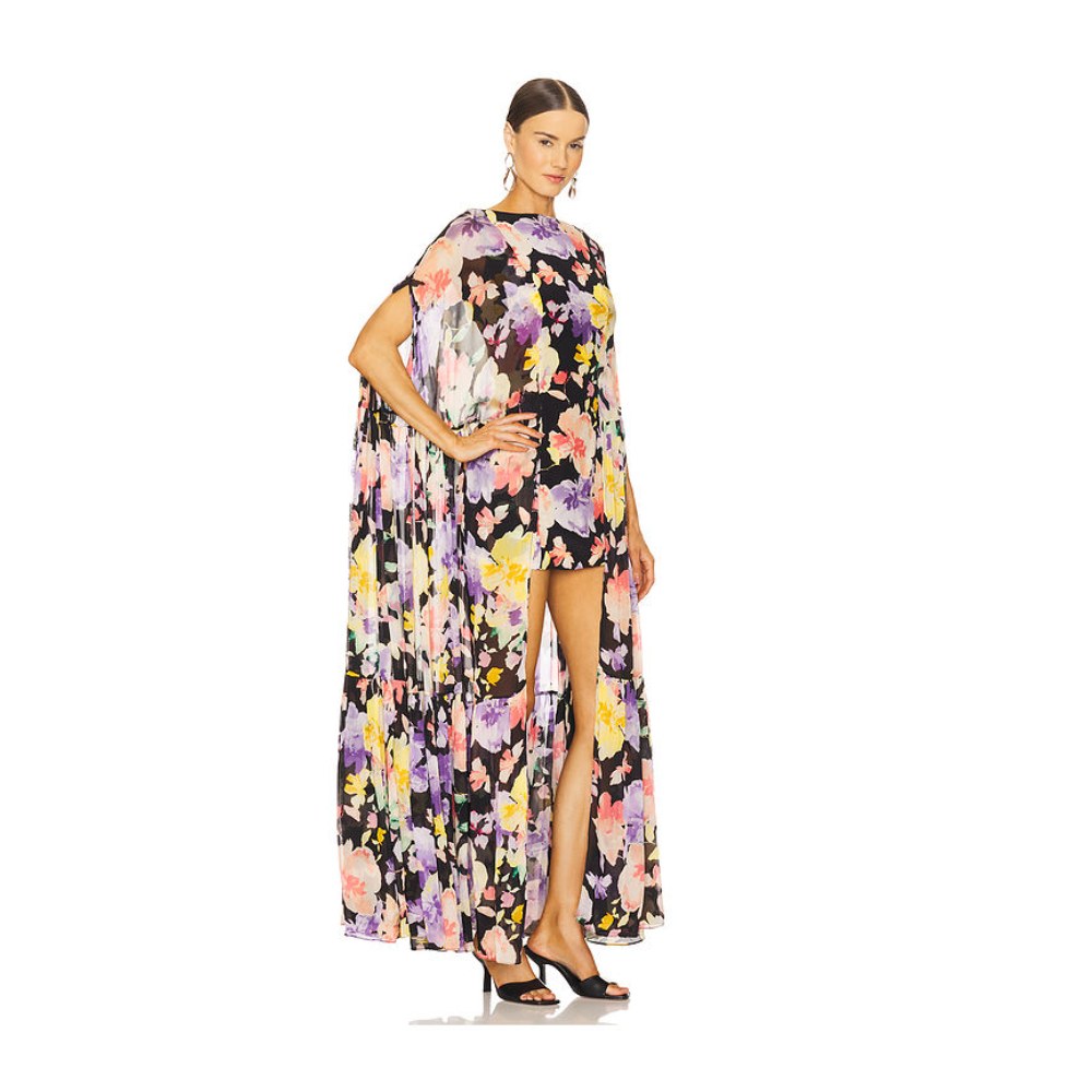 La Fuori Coralia Gathered Cape Dress