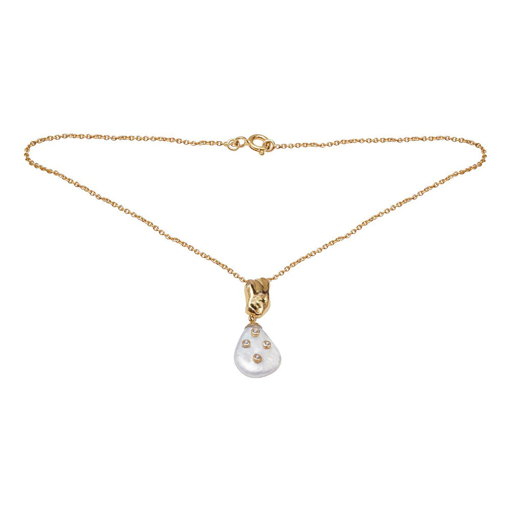 La marque-M White Diamond Encrusted Pearl Necklace