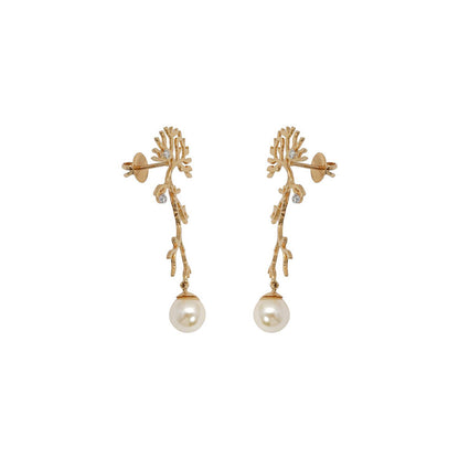 La marque-M White Intricate Pearl Diamond Earrings