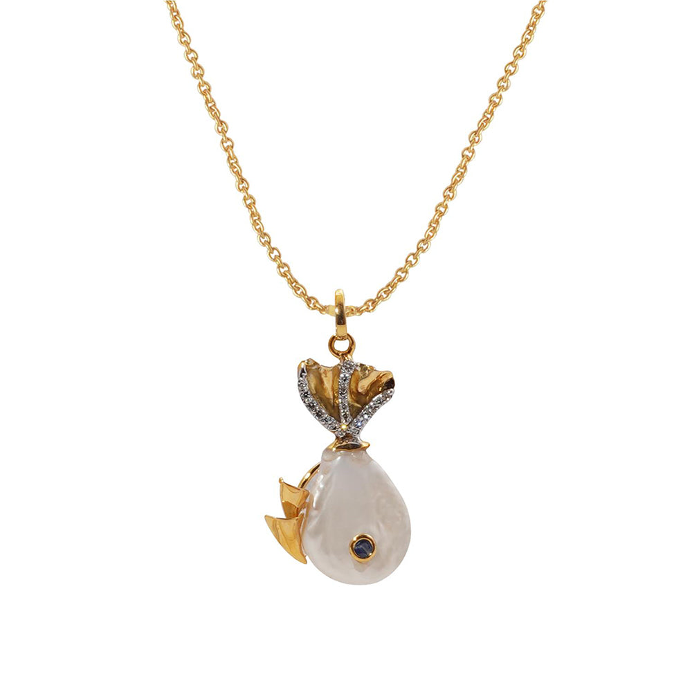 La marque-M White Fishie Diamond Necklace