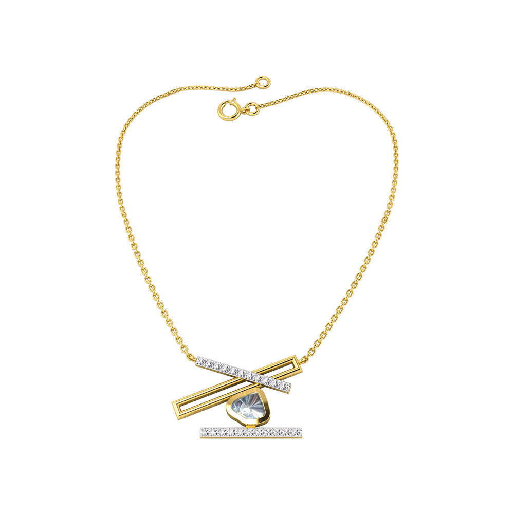 La marque-M White Polki On The Bars Diamond Necklace