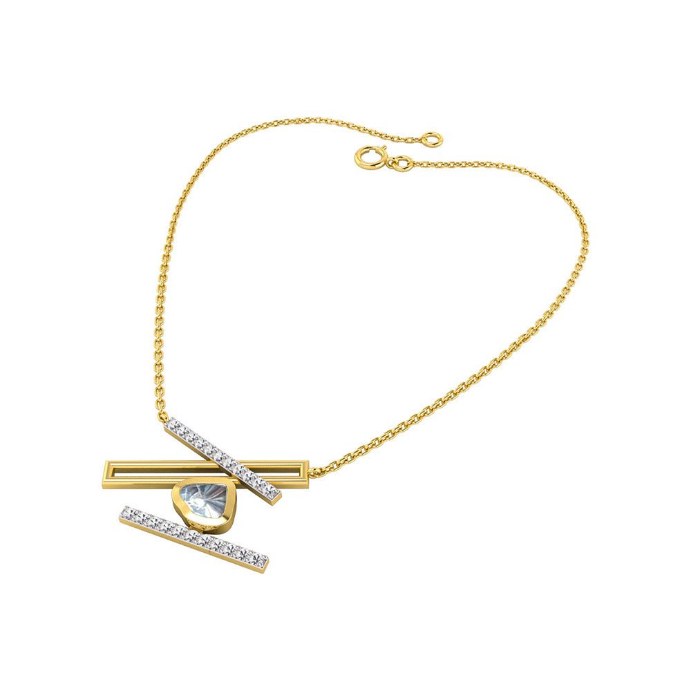 La marque-M White Polki On The Bars Diamond Necklace