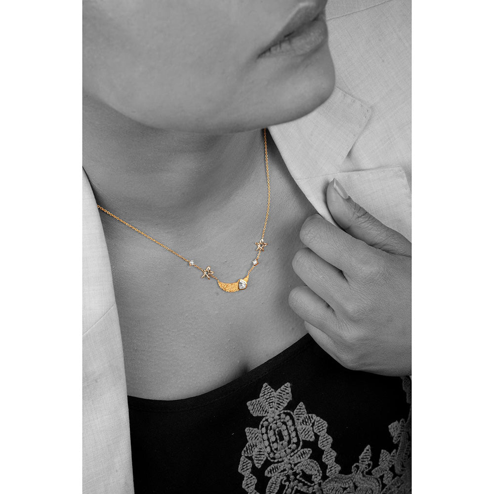 La marque-M White Polki On Moon Diamond Necklace