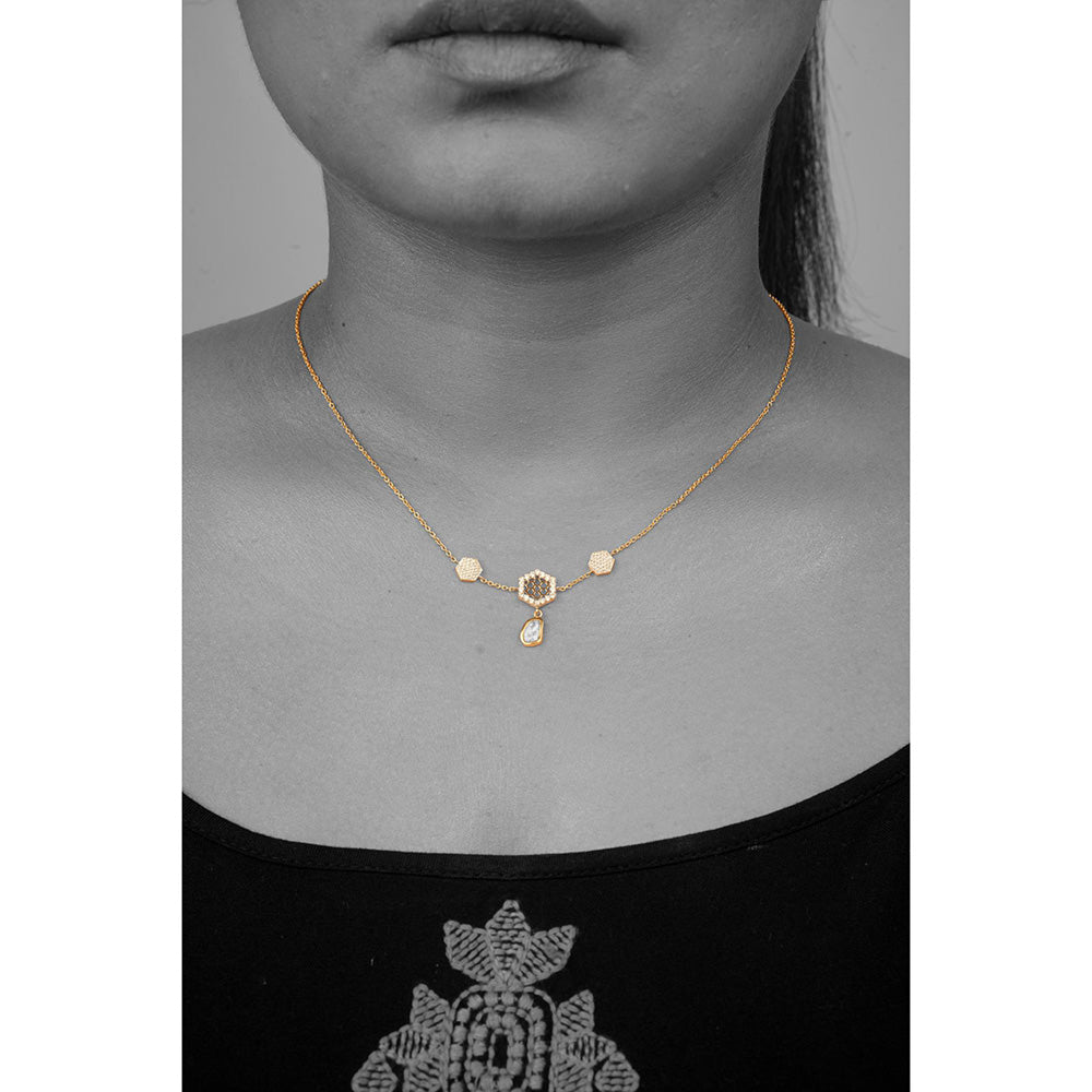 La marque-M White Queen Bee Polki Diamond Necklace