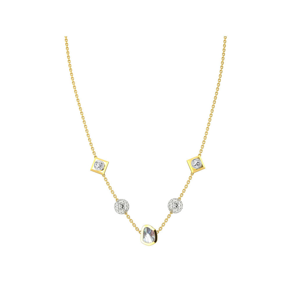 La marque-M White Polki Diamond Chain Necklace