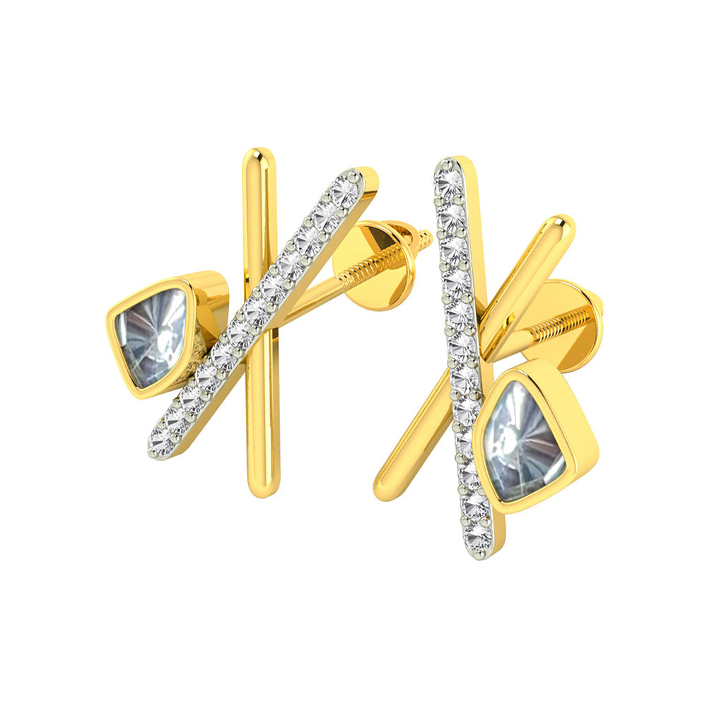 La marque-M White Polki On Bars Diamond Earrings