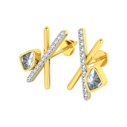 La marque-M White Polki On Bars Diamond Earrings