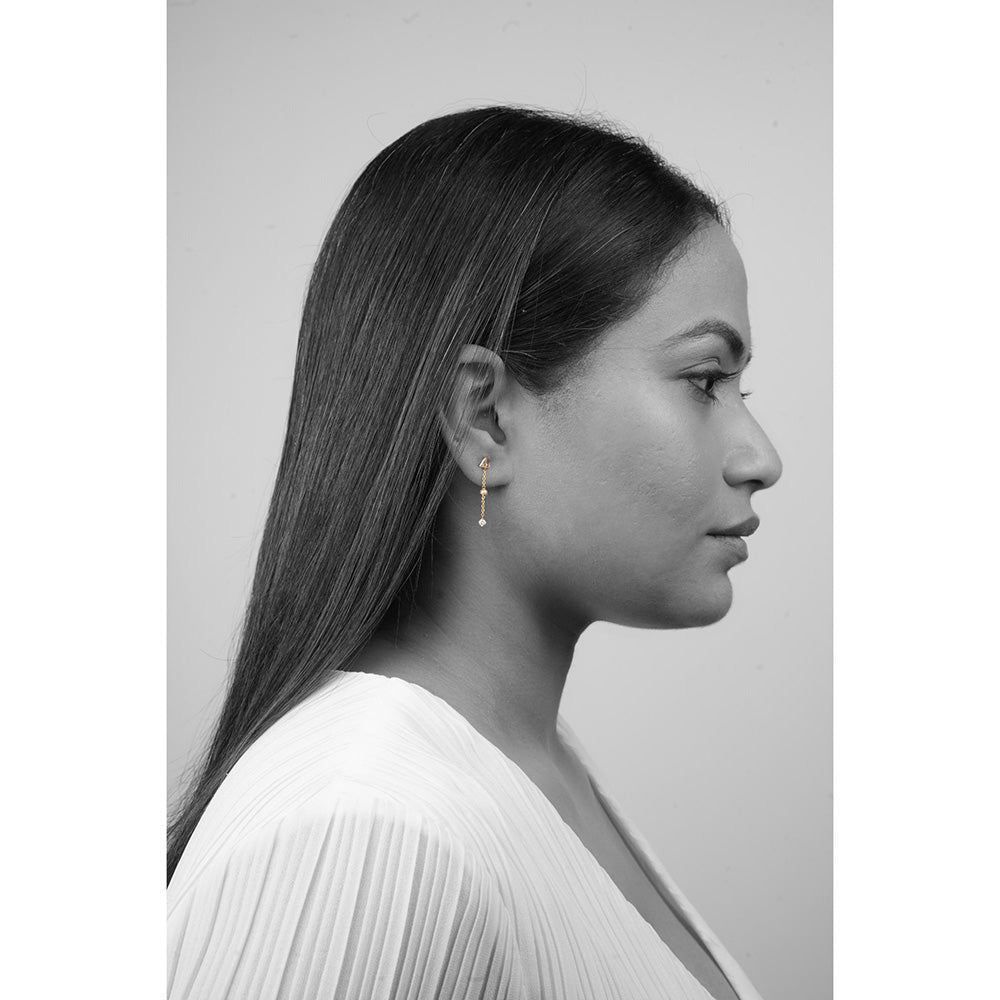 La marque-M White Polki Diamond Chain Earrings