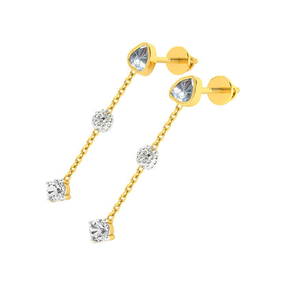 La marque-M White Polki Diamond Chain Earrings