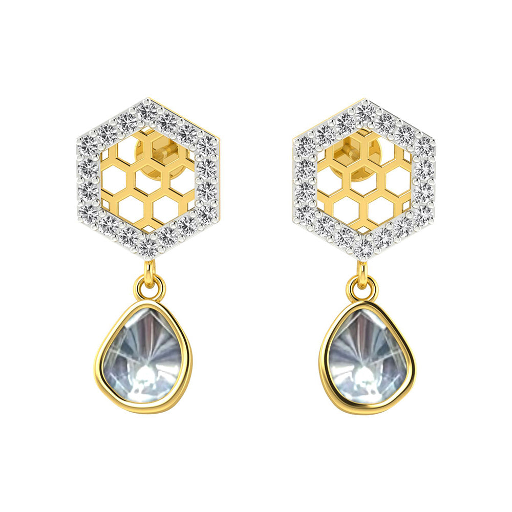 La marque-M White Queen Bee Polki Diamond Earrings