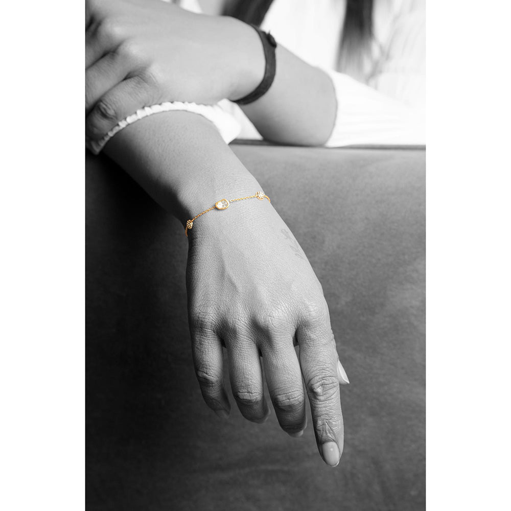 La marque-M White Polki Diamond Chain Bracelet