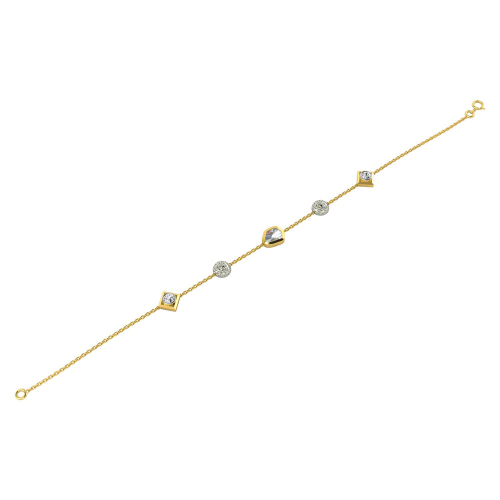 La marque-M White Polki Diamond Chain Bracelet