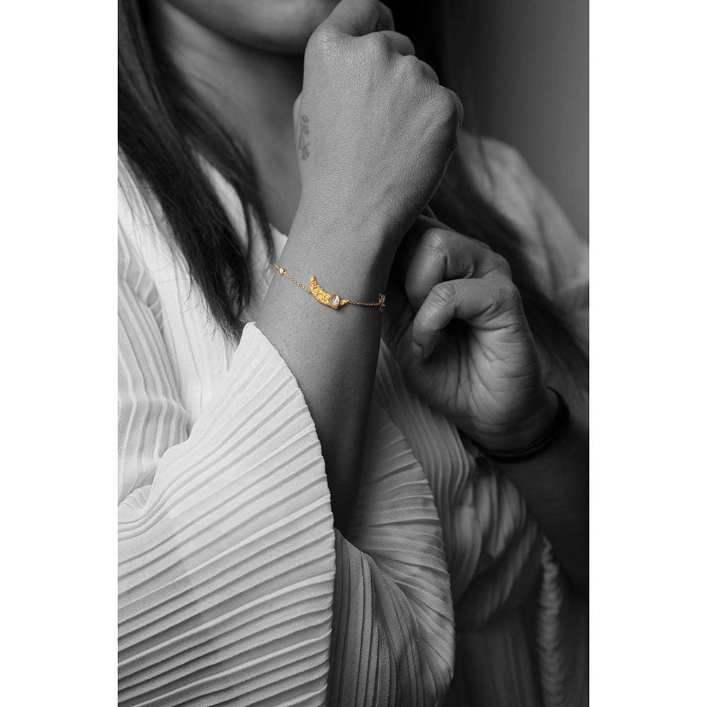 La marque-M White Polki On Moon Diamond Bracelet