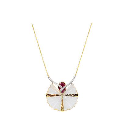 La marque-M White Fan Diamond Necklace