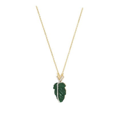 La marque-M Green Natural Leaf Diamond Necklace