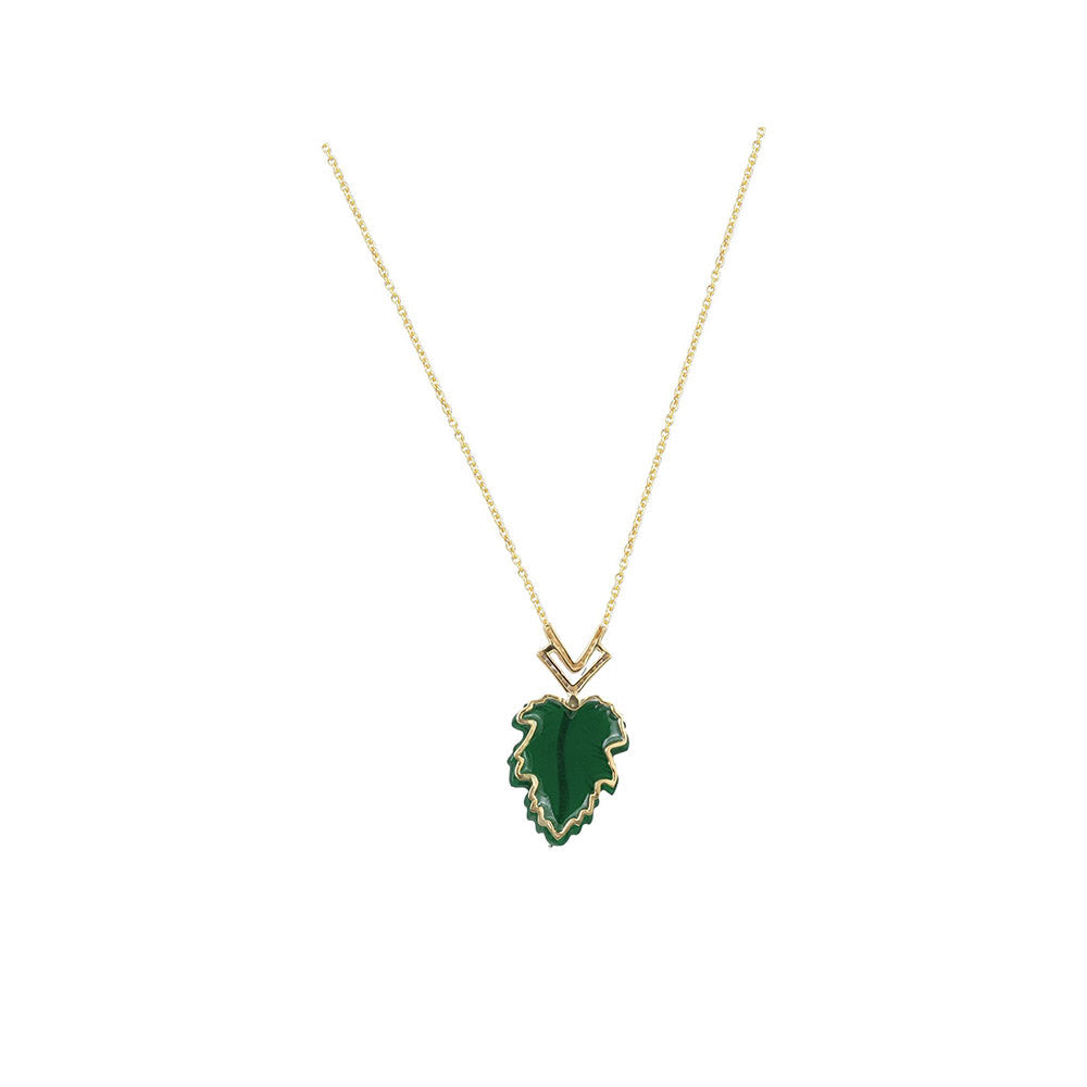 La marque-M Green Natural Leaf Diamond Necklace