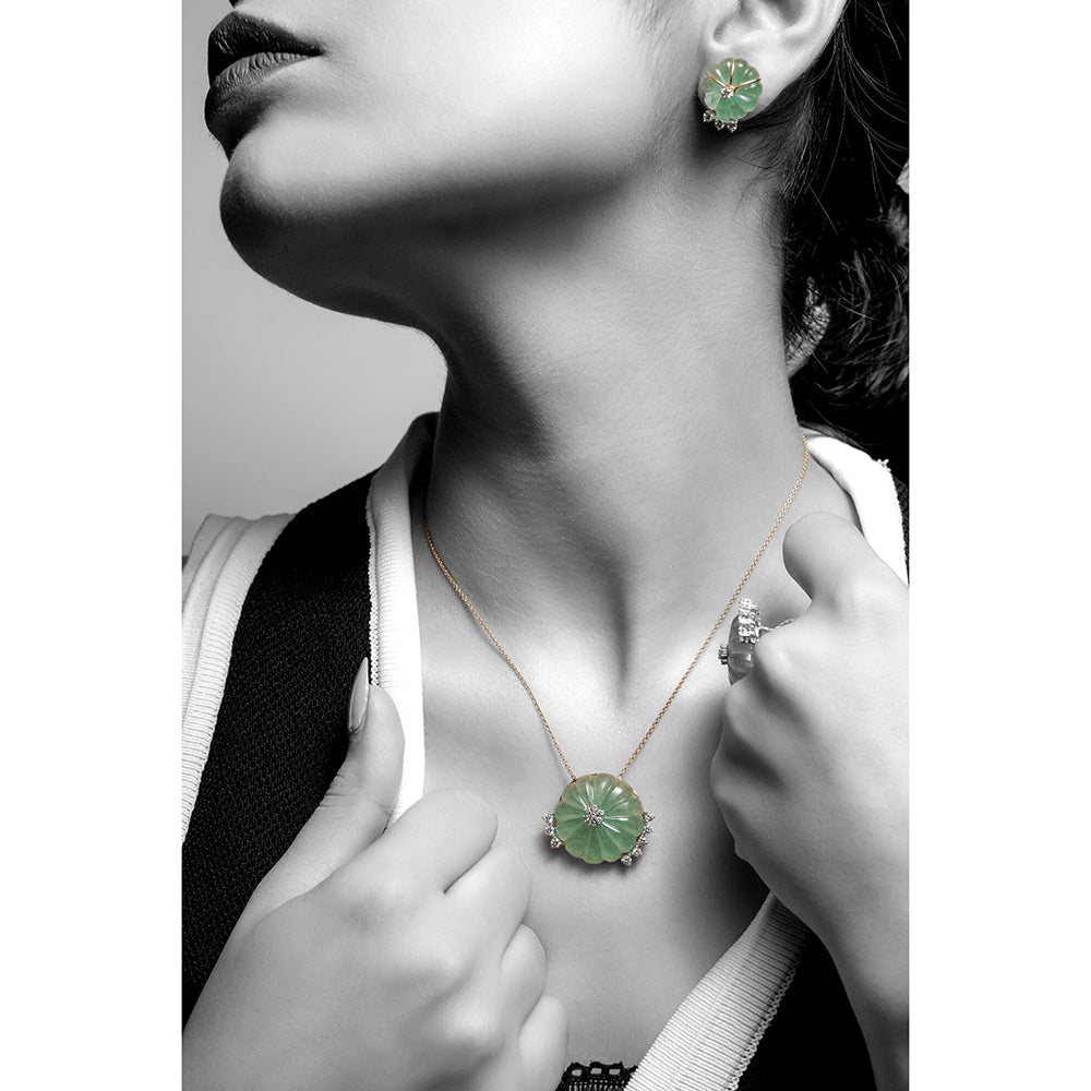 La marque-M Green Melon Diamond Necklace