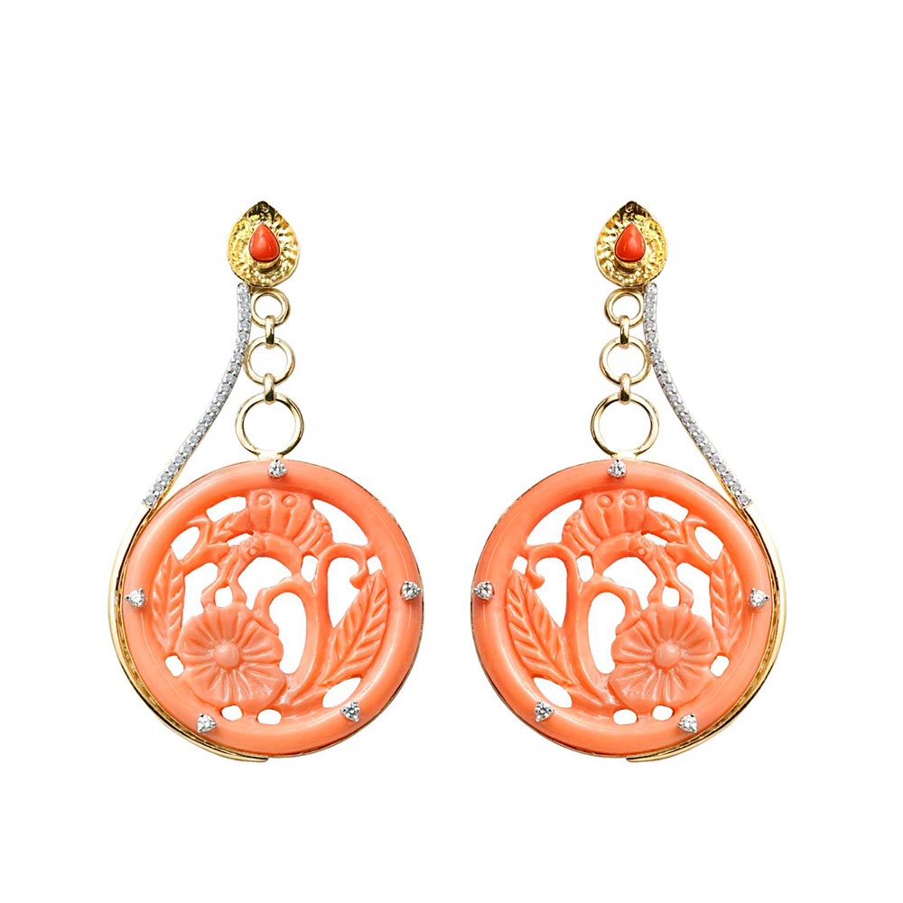 La marque-M Red Love for Flowers Diamond Earrings