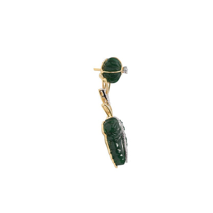 La marque-M Green Natural Leaf Diamond Earrings
