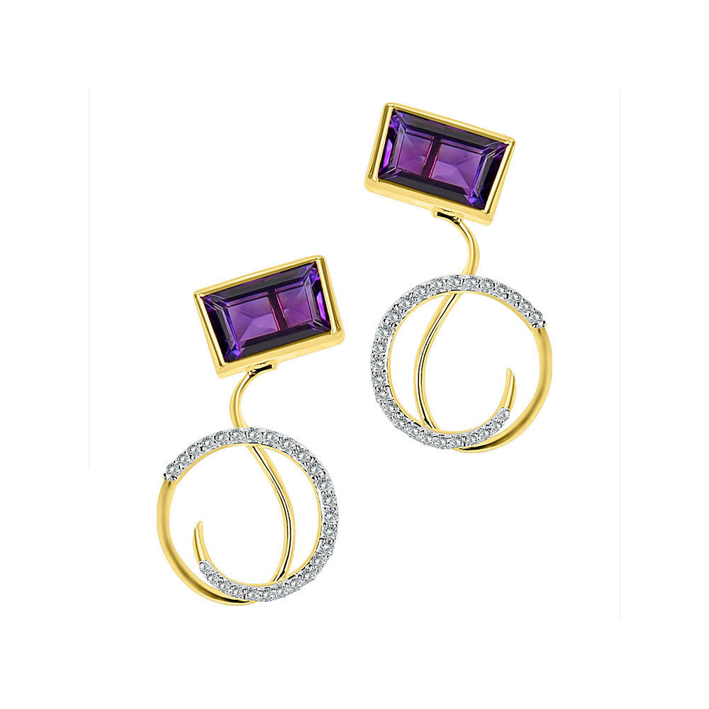 La marque-M Purple Diamond Earrings