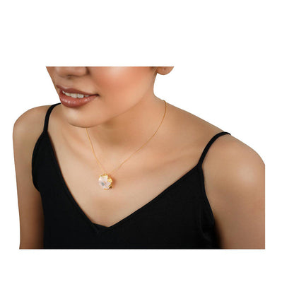La marque-M Rose Gold Rose Quartz Diamond Necklace
