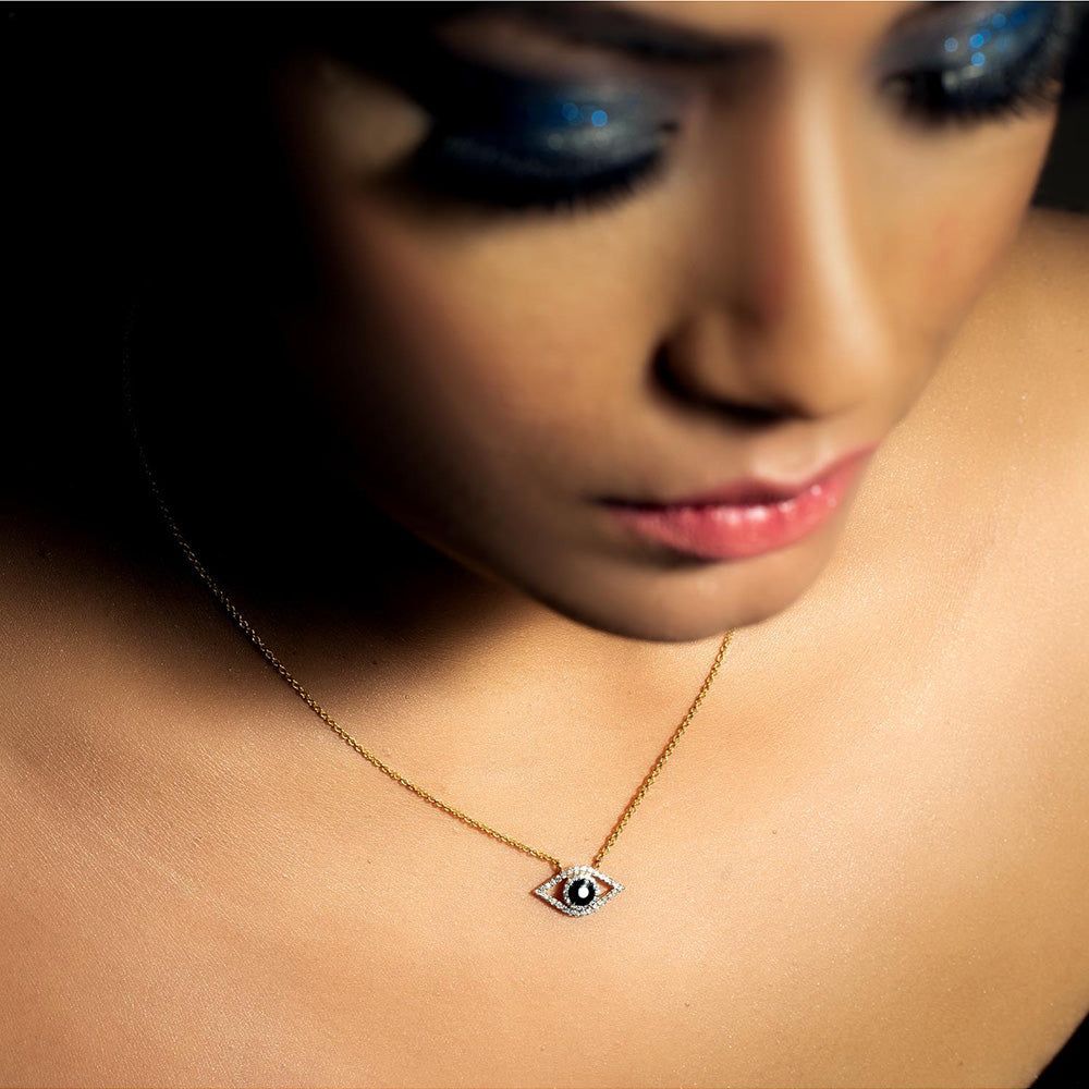 La marque-M Black Evil Eye Diamond Necklace