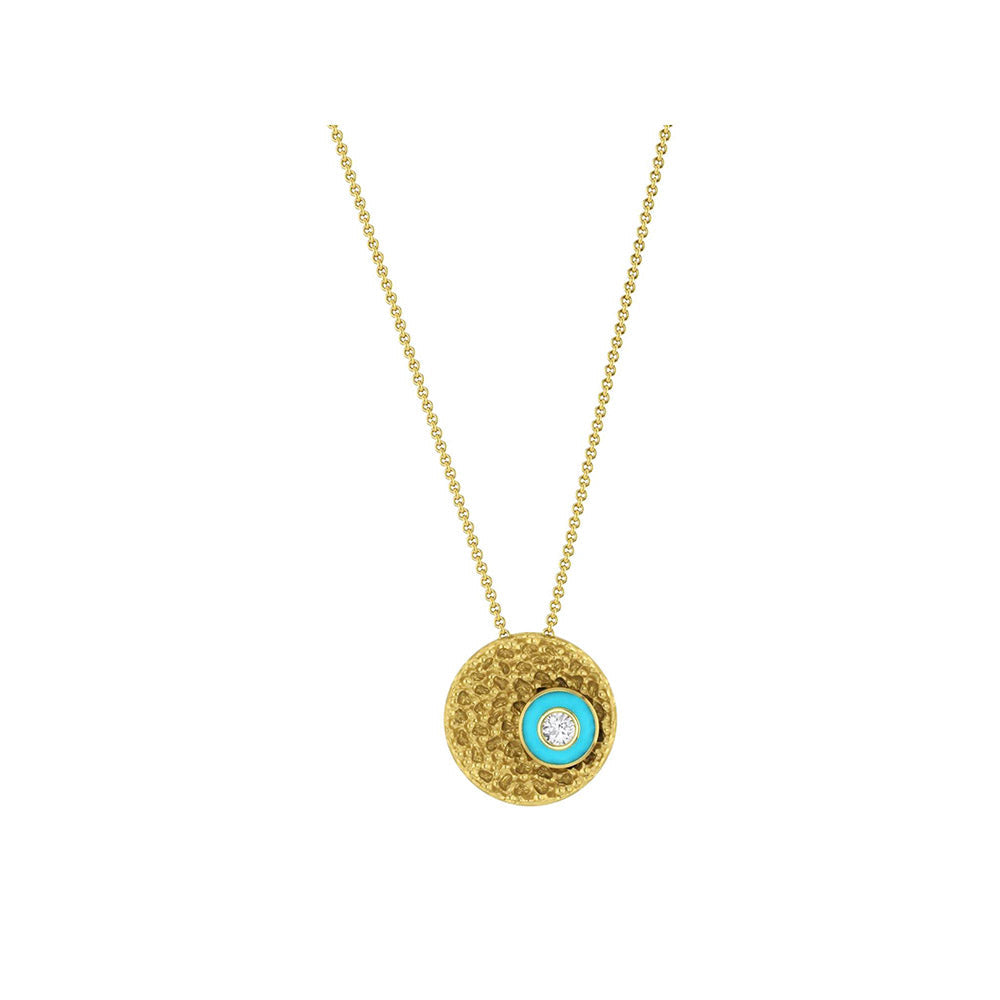 La marque-M White Hammered Evil Eye Necklace