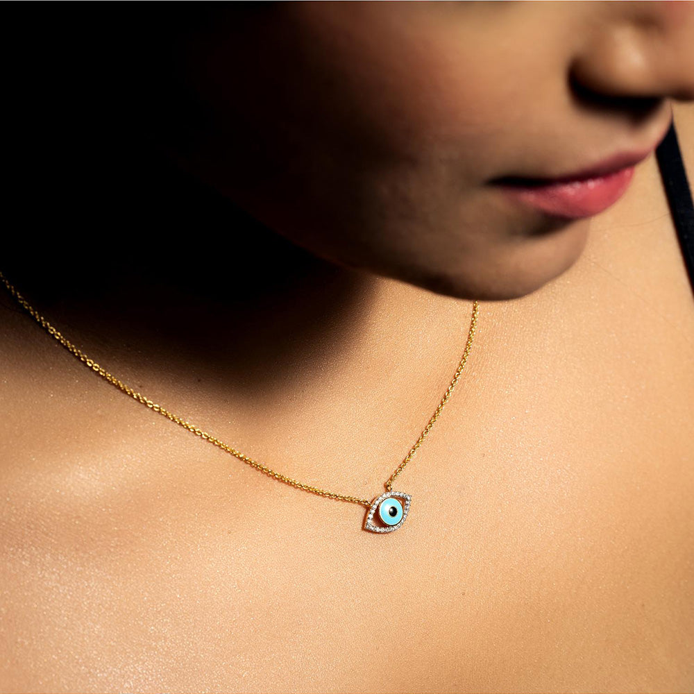 La marque-M Blue Evil Eye Diamond Necklace
