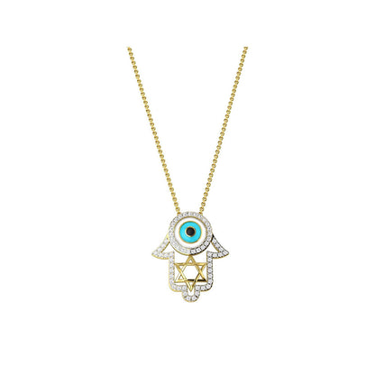 La marque-M Blue Hamsa and Evil Eye Necklace