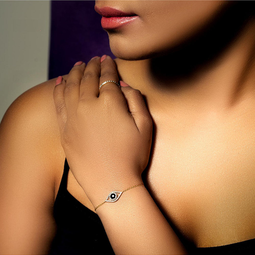 La marque-M Black Evil Eye Diamond Bracelet