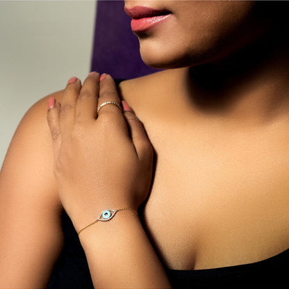 La marque-M Blue Evil Eye Diamond Bracelet