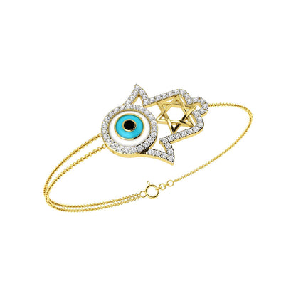 La marque-M Blue Hamsa and Evil Eye Bracelet