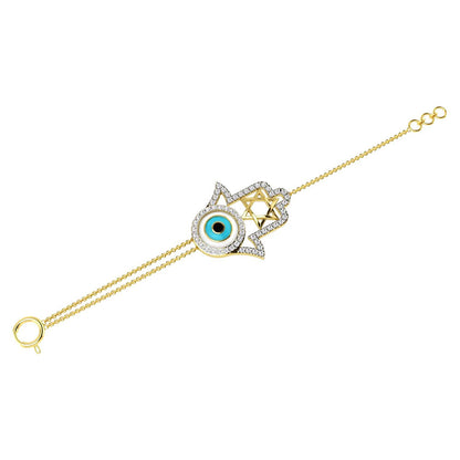 La marque-M Blue Hamsa and Evil Eye Bracelet