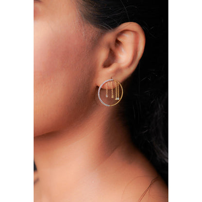 La marque-M White Hanging Diamond Earrings