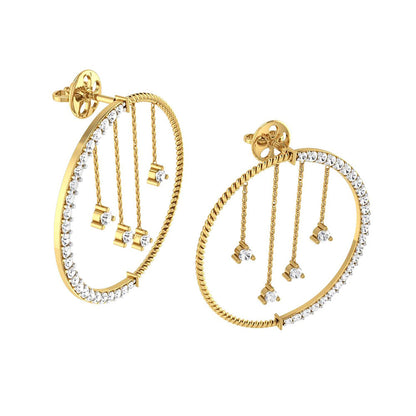 La marque-M White Hanging Diamond Earrings