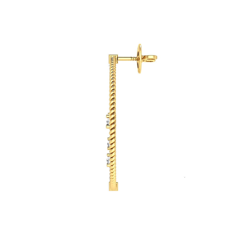 La marque-M White Hanging Diamond Earrings