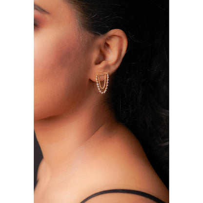 La marque-M White Chain Of Diamond Earrings