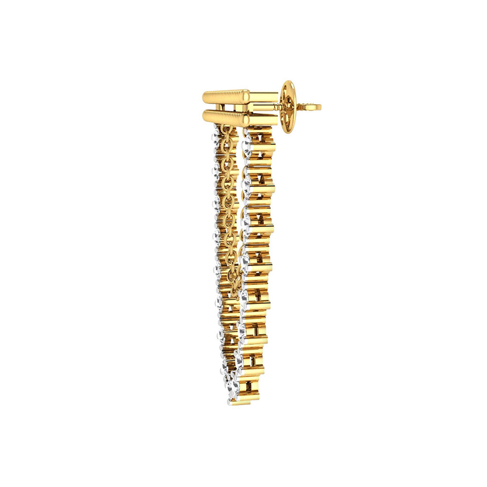 La marque-M White Chain Of Diamond Earrings