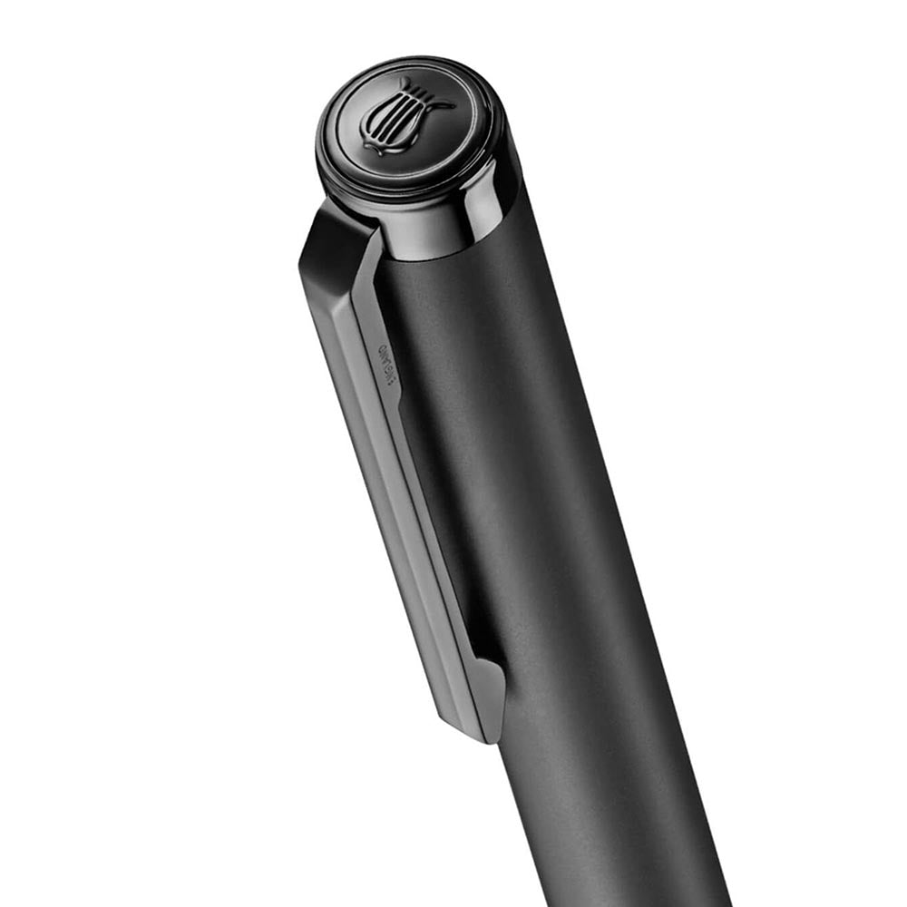 Lapis Bard Contemporary Torque Ballpoint Pen - Matte Black with Shiny Black Trim