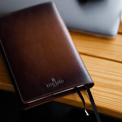 Lapis Bard A5-Size Leather Notebook Jacket - Cognac