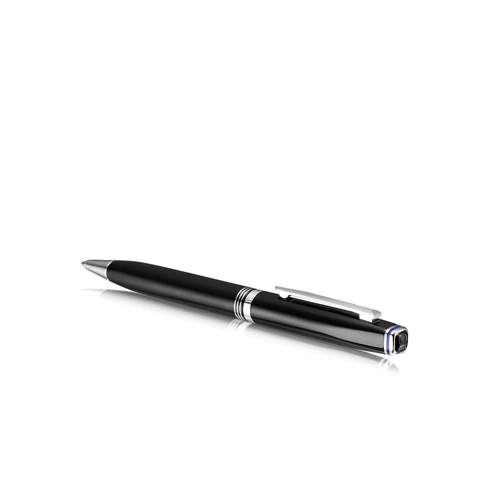 Lapis Bard Gift Set Contemporary Ballpoint Pen With Mayfair Coin Pocket Wallet Black and Chrome