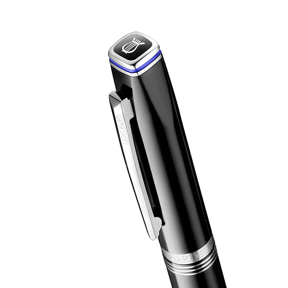 Lapis Bard Gift Set Contemporary Ballpoint Pen With Mayfair Coin Pocket Wallet Black and Chrome