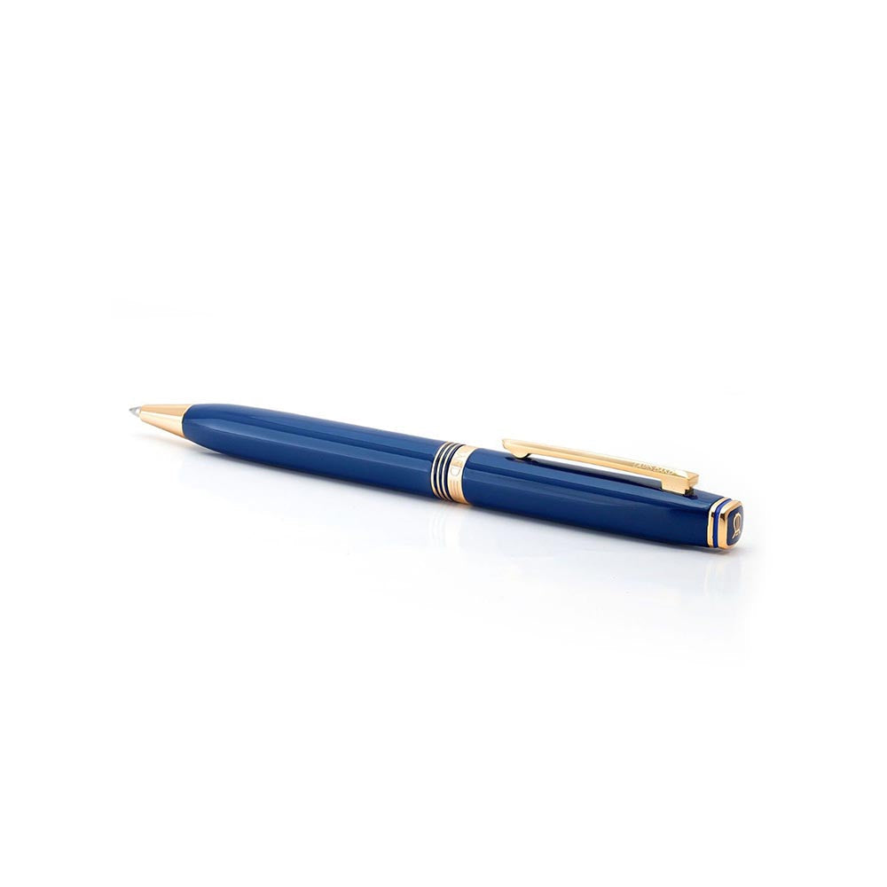 Lapis Bard Gift Set Contemporary Gold Trims Ballpoint Pen With Ducorium Wallet Blue With Gold Trim